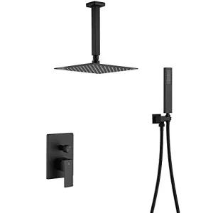 10 Inch Matte Black Shower System - Square