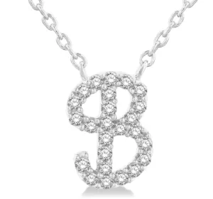 10K White Gold Diamond Initial "B" Necklace, 0.10 Carat TW