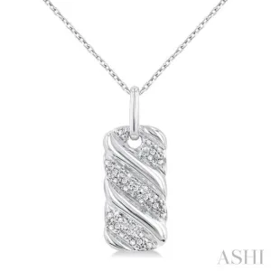 1/10 Ctw Bold Ribbed Swirl Round Cut Diamond Bold Fashion Pendant With Chain in Sterling Silver