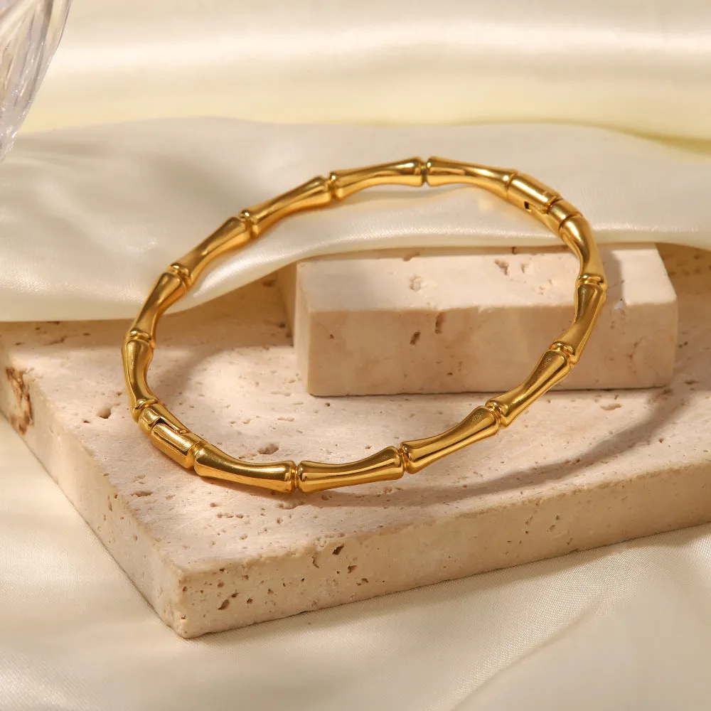 18K Gold Fashion Simple Bamboo Closed Design Versatile Bracelet