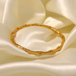 18K Gold Fashion Simple Bamboo Closed Design Versatile Bracelet