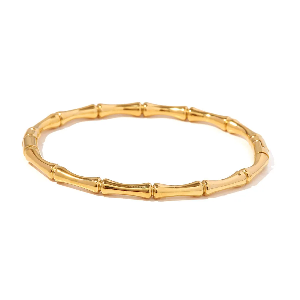 18K Gold Fashion Simple Bamboo Closed Design Versatile Bracelet