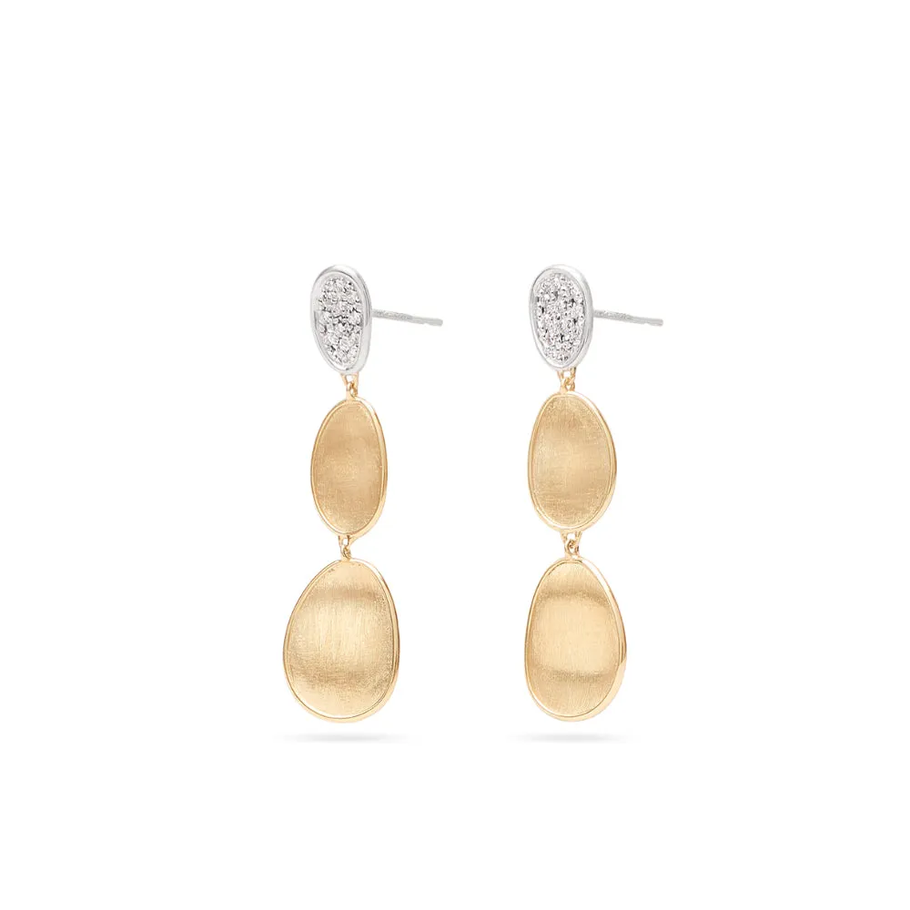 18K Gold Lunaria Diamond Three Drop Earrings