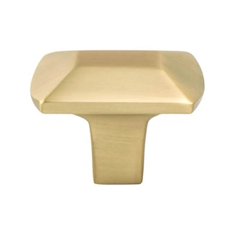 1" Wide Contemporary Rectangular Knob in Modern Brushed Gold from Laura Collection