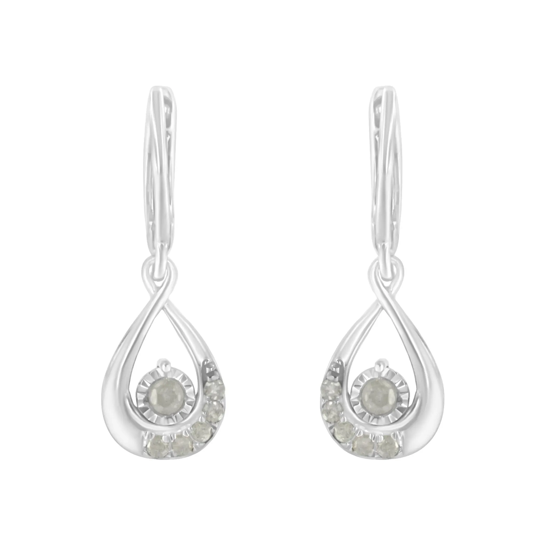 .925 Sterling-Silver 1/5 cttw Miracle-Set Round Diamond Drop and Dangle Hoop Earring (I-J Color, I3 Clarity)