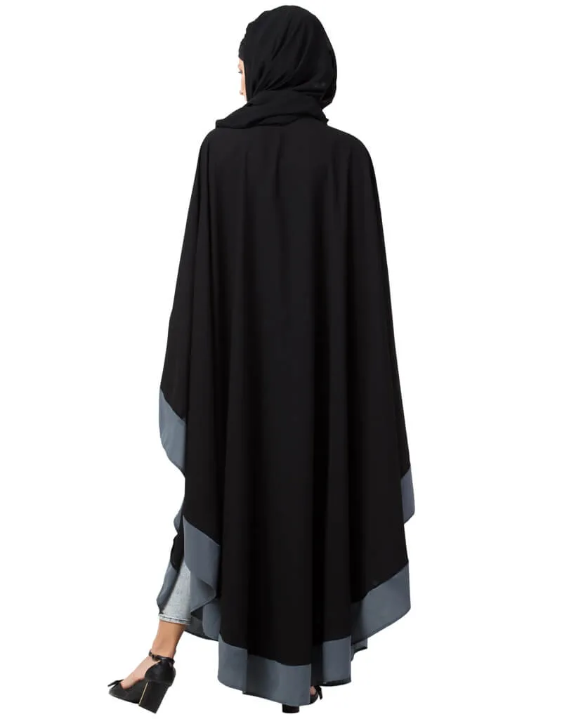 Arabic Center Embroidered with Contrast band Irani Kaftan Black