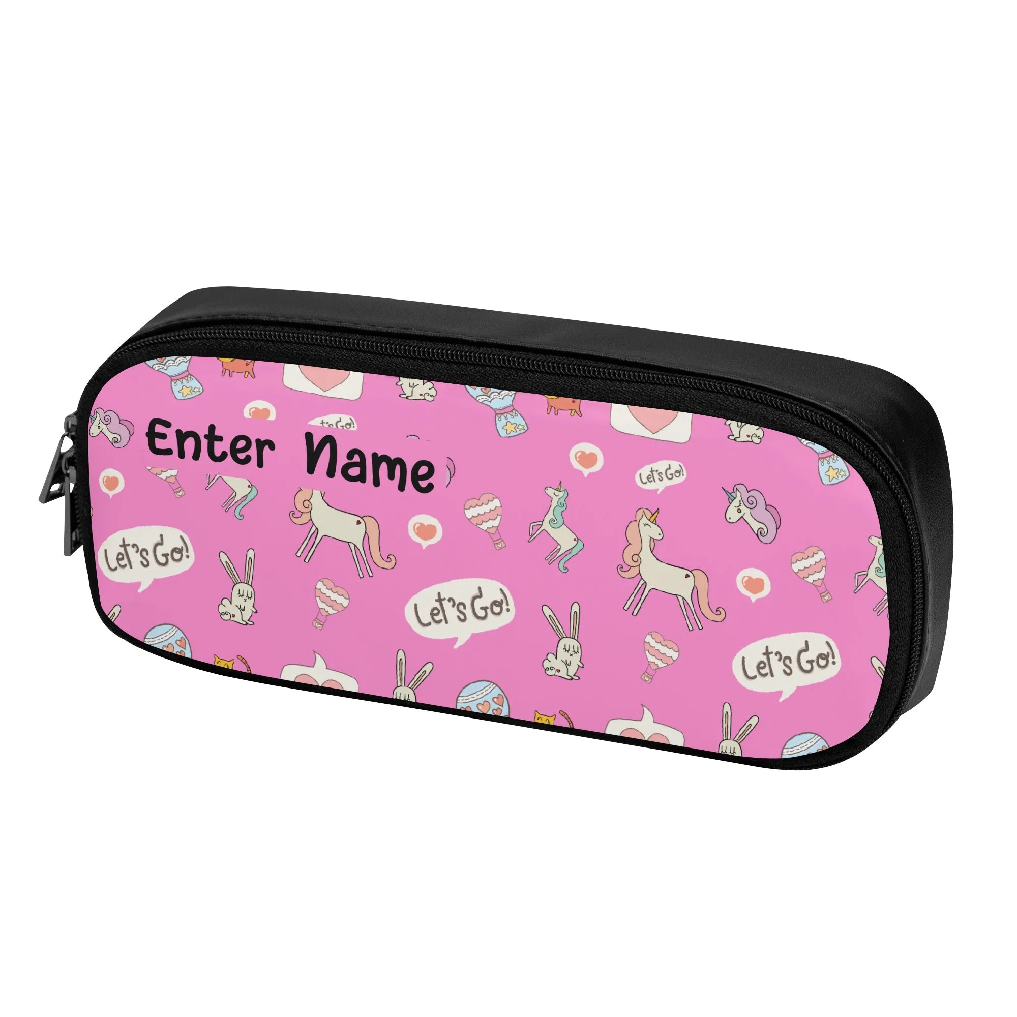 Back to School Essentials: Stylish & Practical PU Leather Pencil Case for Kids and Teens. Personalized Pink Unicorn pattern is both Cute & Fun