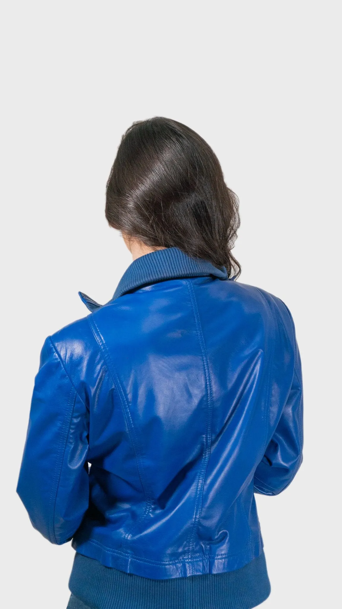 Bailey Womens Leather Bomber Jacket Spring Blue