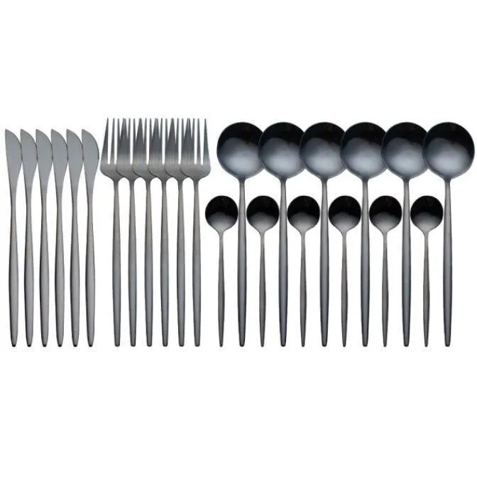 Black Cutlery Set Matte Finish (24 Pcs Gift Box)