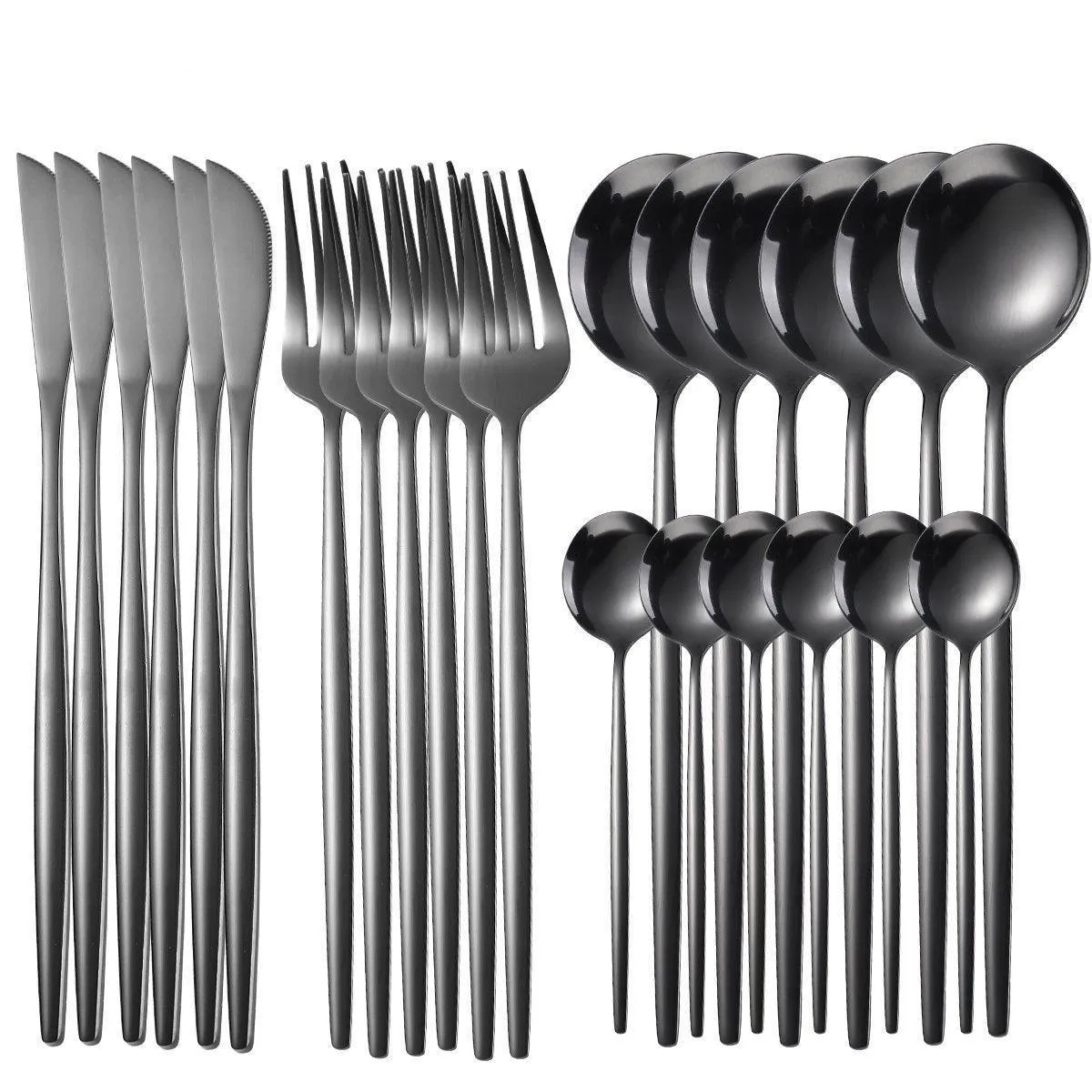 Black Cutlery Set Matte Finish (24 Pcs Gift Box)