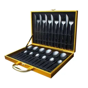 Black Cutlery Set Matte Finish (24 Pcs Gift Box)