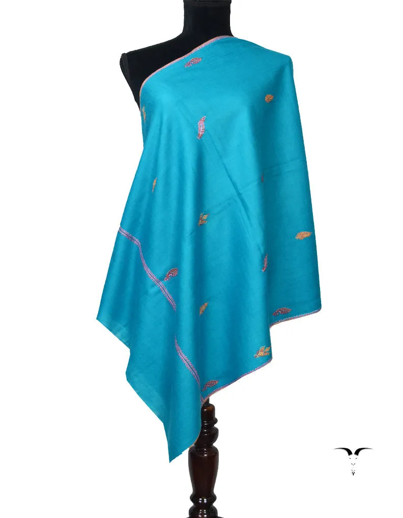 Blue Pashmina Stole In Sozni 5912