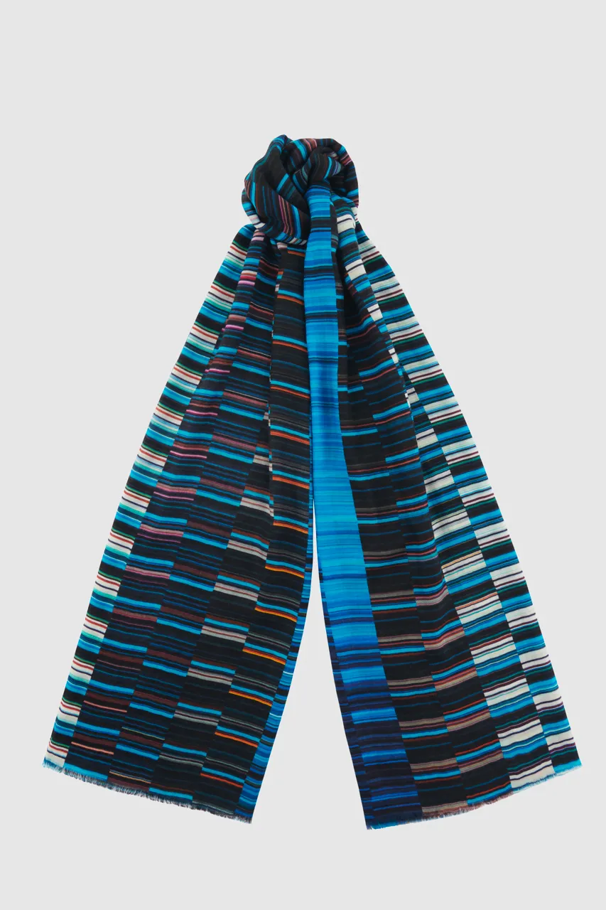 BLUE WATERFALL PURE WOOL SCARF