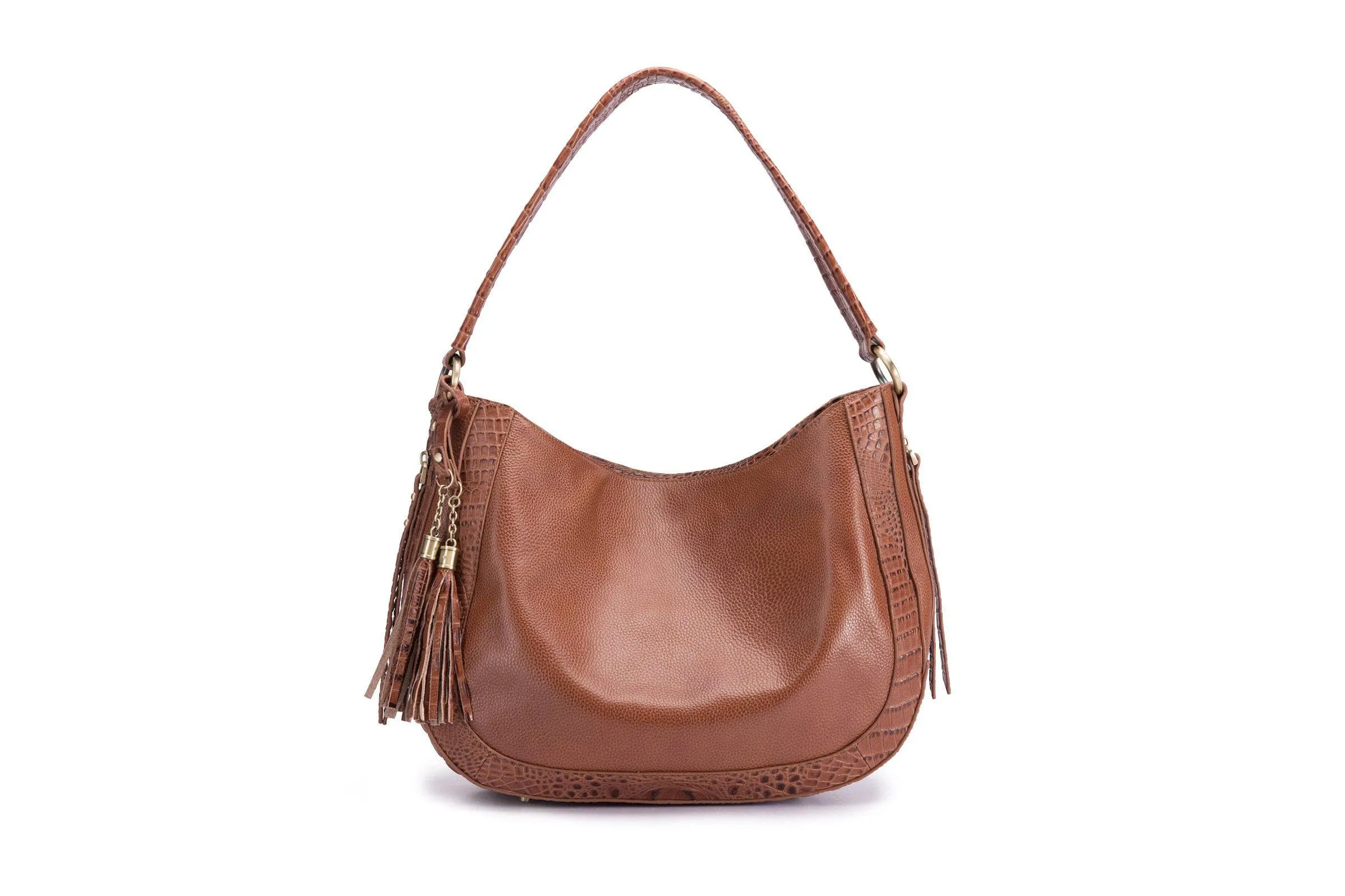 Cadence Snake Print Leather Bag-Brown