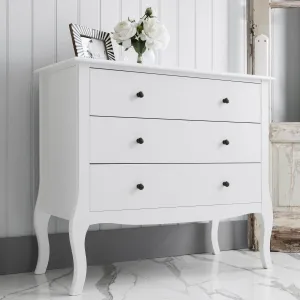 Camille Chest of Drawers 3 Drawer in Classic White