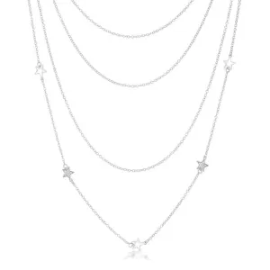 Caroline Multi Chain Star CZ Layered Necklace