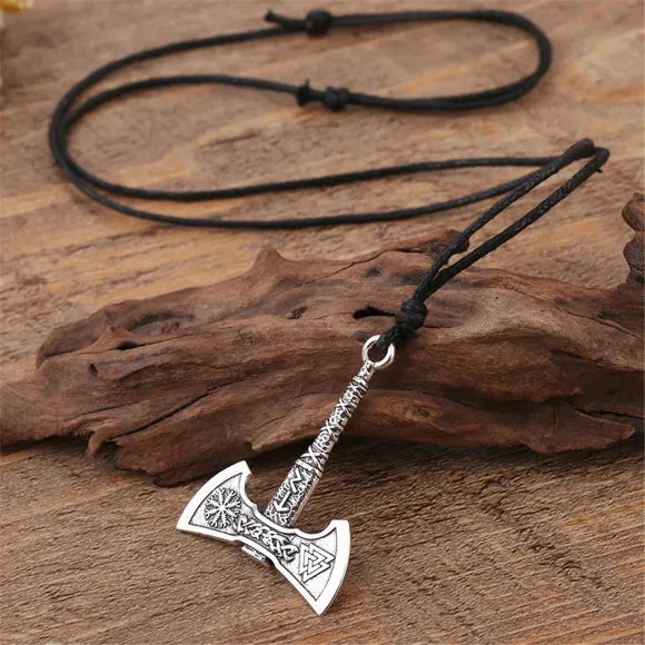 Classy Men Antique Silver Axe Pendant Necklace