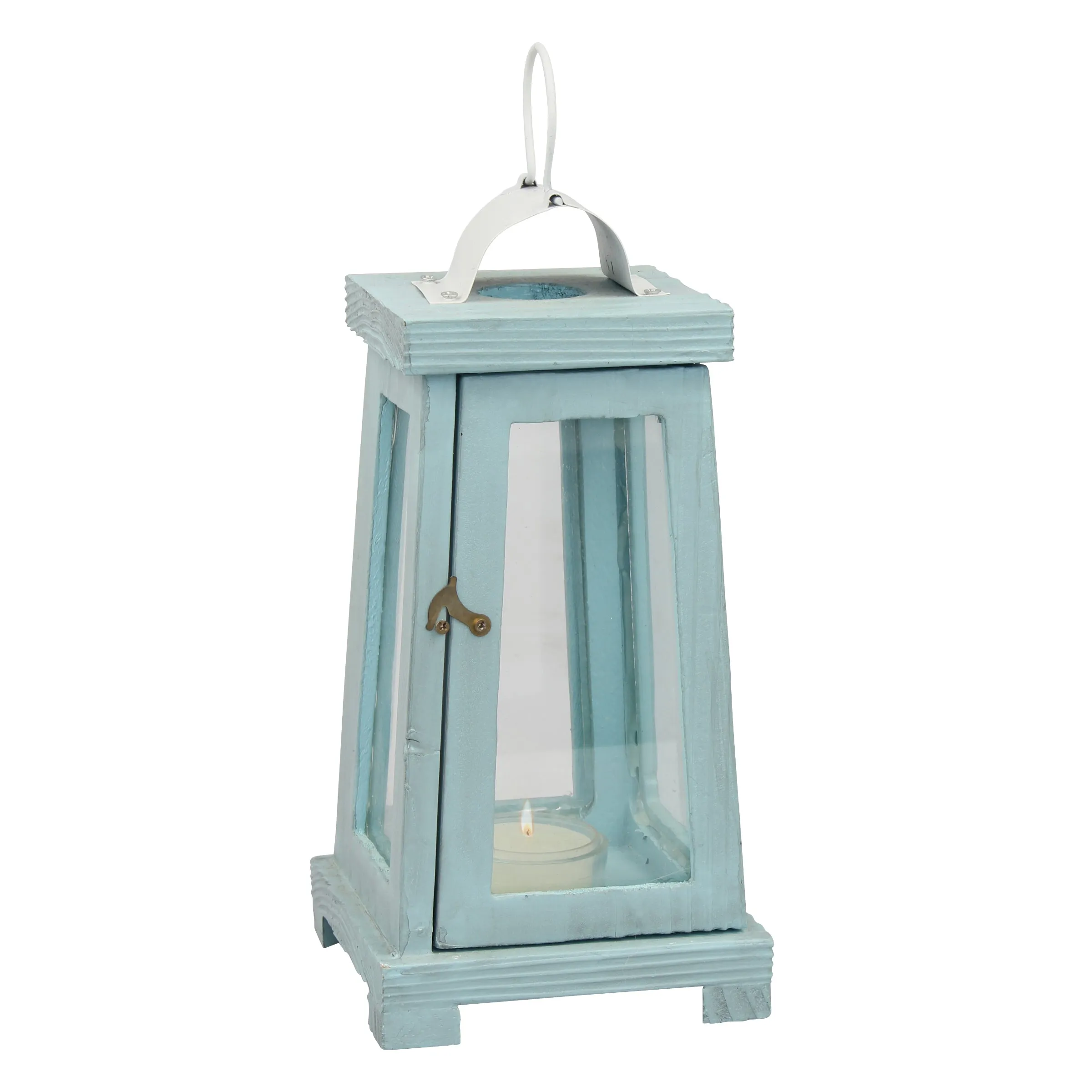 Coastal Worn Blue Wood Lantern