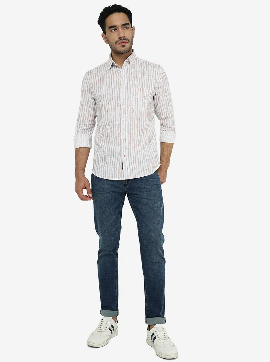 Coral Sand Printed Slim Fit Casual Shirt | Greenfibre