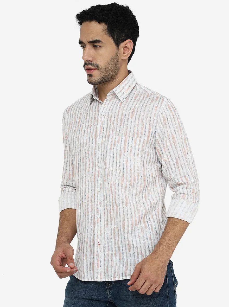 Coral Sand Printed Slim Fit Casual Shirt | Greenfibre