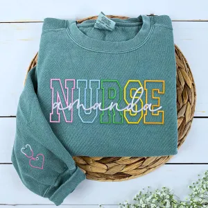 Custom Nurse Sweatshirt or Hoodie, Personalized Embroidered Gift For Nurse