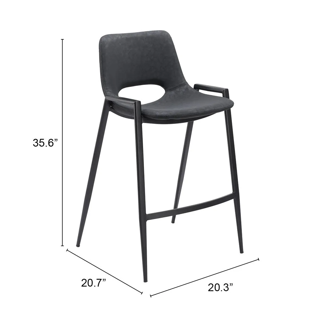 Desi Counter Stool (Set of 2) Black