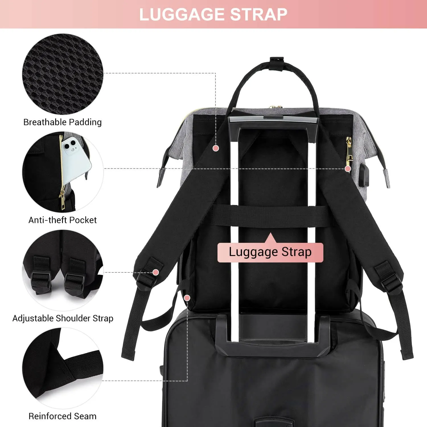 Everyday Professional: Stylish Laptop Backpack with USB Port - 17.3 Inches