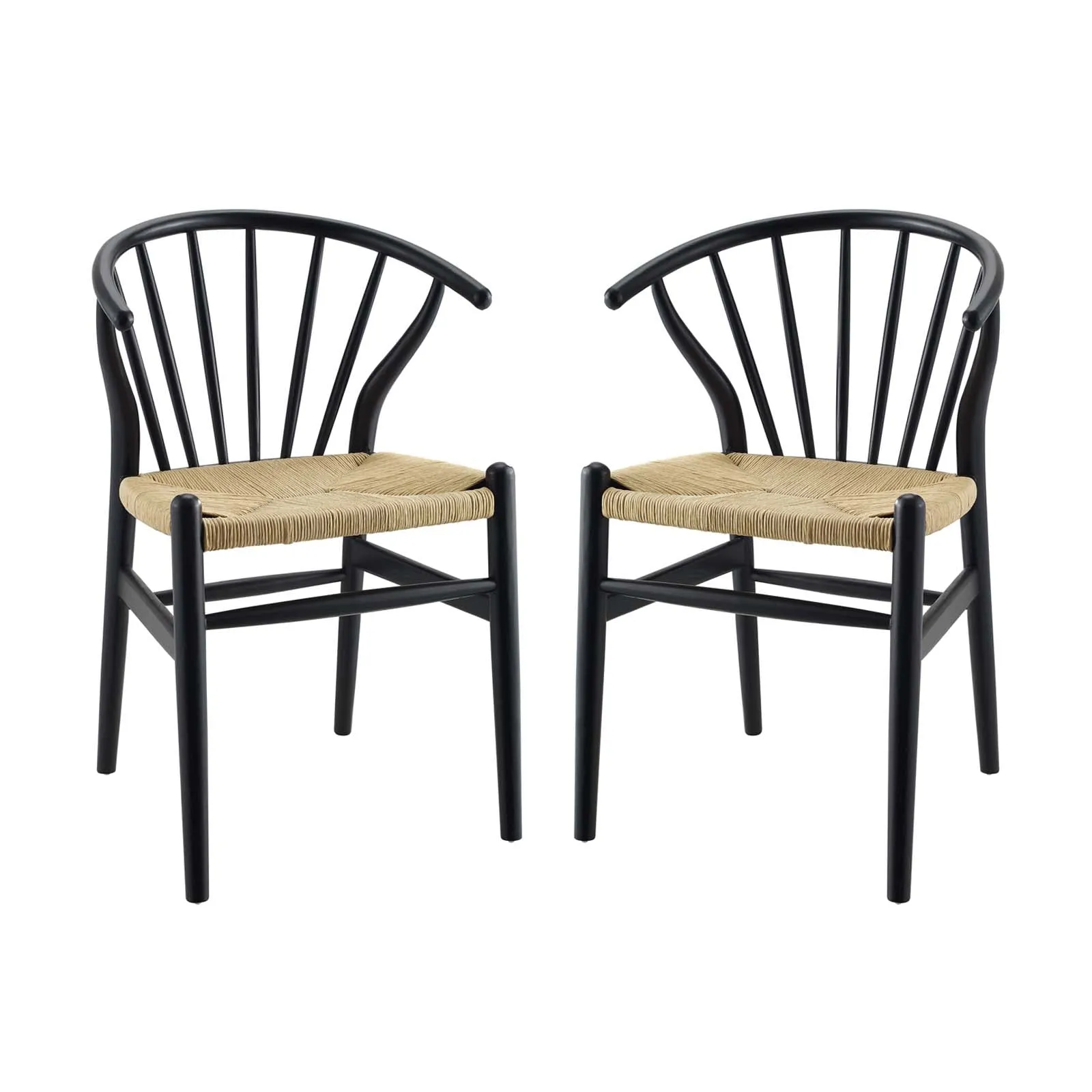 Flourish Spindle Wood Dining Side Chair Set of 2 Black EEI-4168-BLK