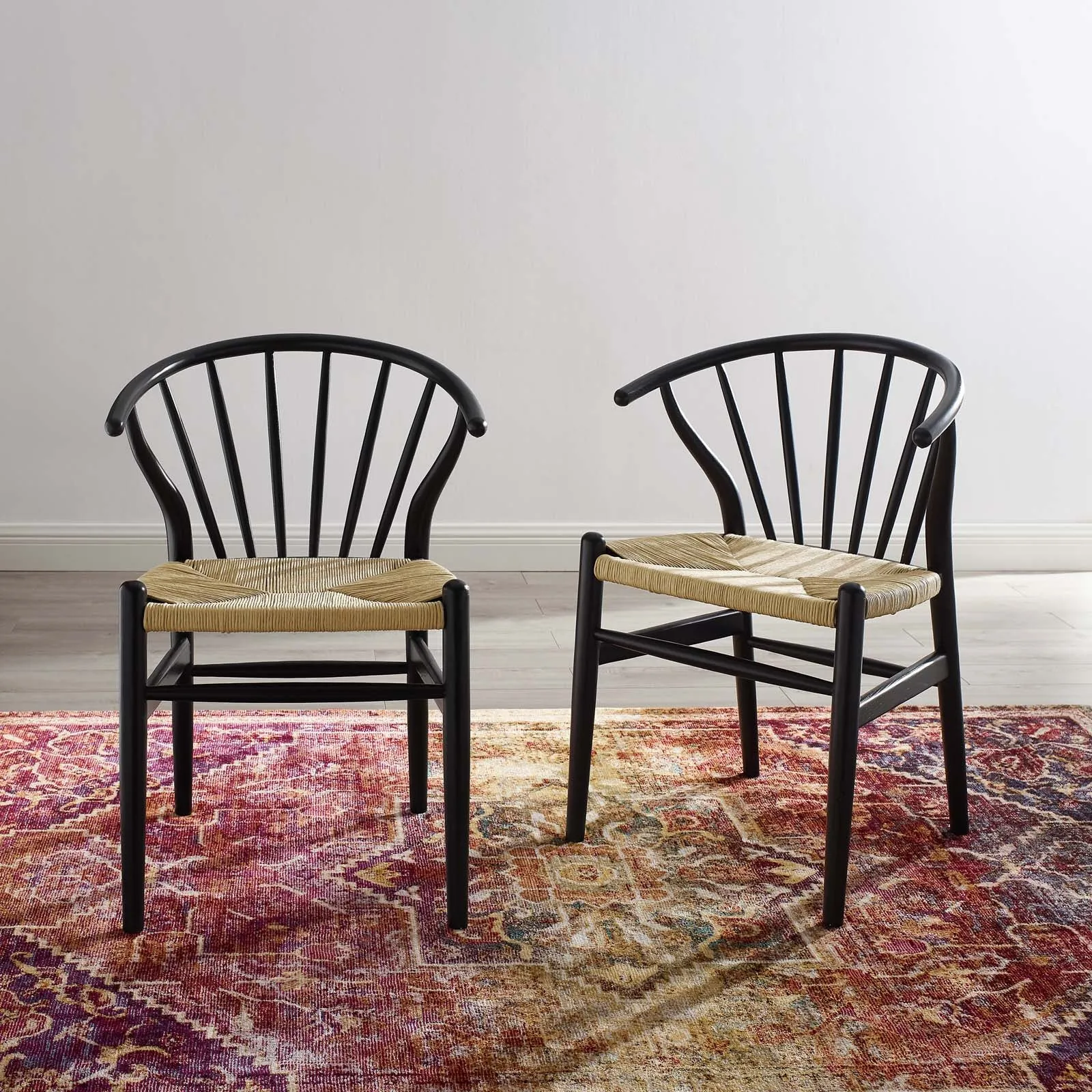 Flourish Spindle Wood Dining Side Chair Set of 2 Black EEI-4168-BLK