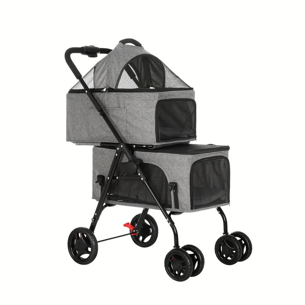 Foldable 2-Tier Pet Stroller with UV Protection - i.Pet