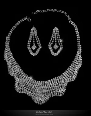 Gila Wavy Cluster Necklace Set | Rhinestone