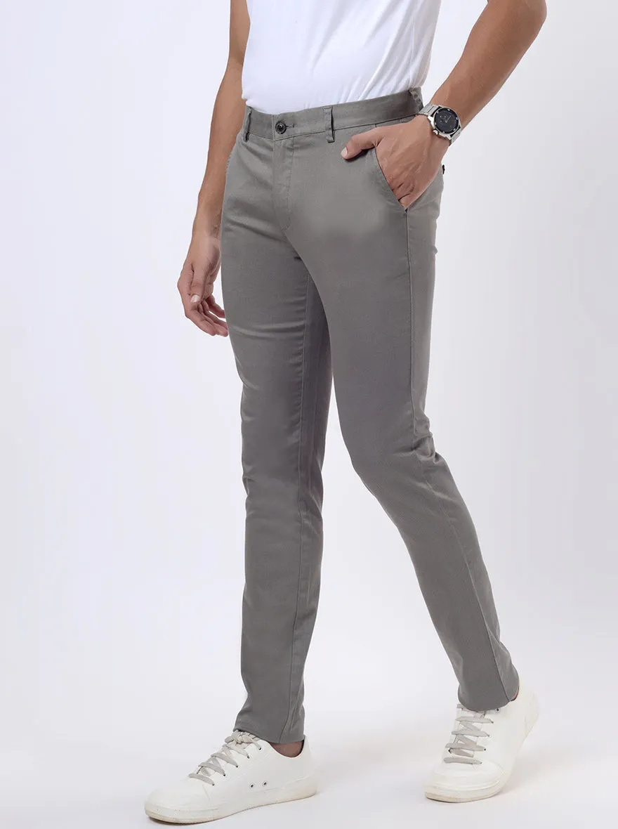 Grey Printed Uno Fit Casual Trouser | JadeBlue