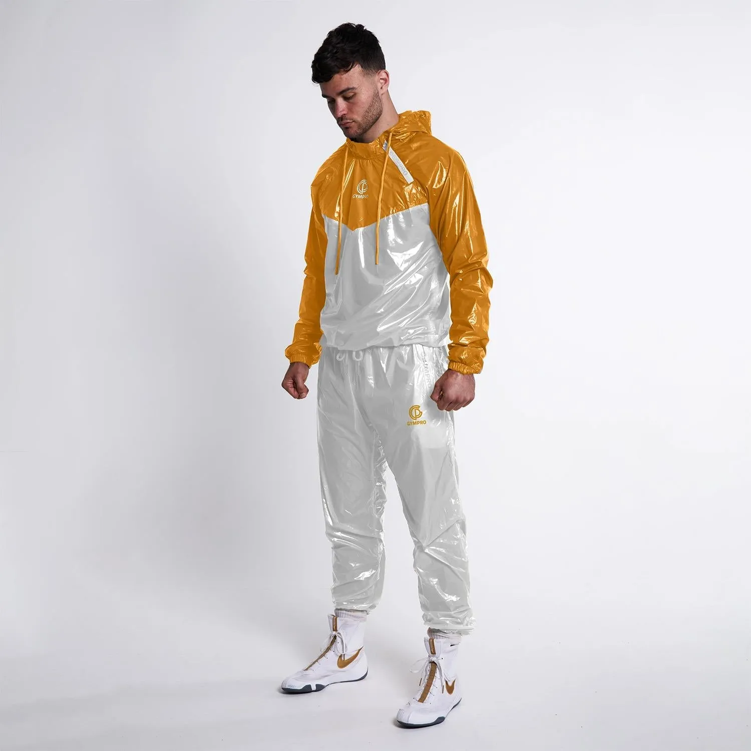 GymPro Sweat Suit, White/Gold