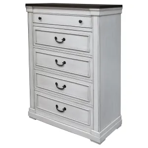 Hillcrest 5-drawer Chest Dark Rum and White