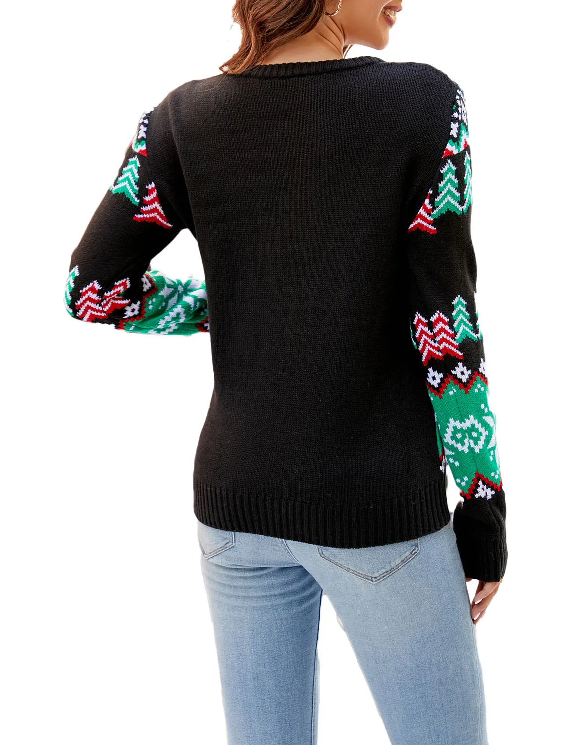 iB-iP Women's Christmas Top Casual Cozy Long Sleeve Pullover Sweater