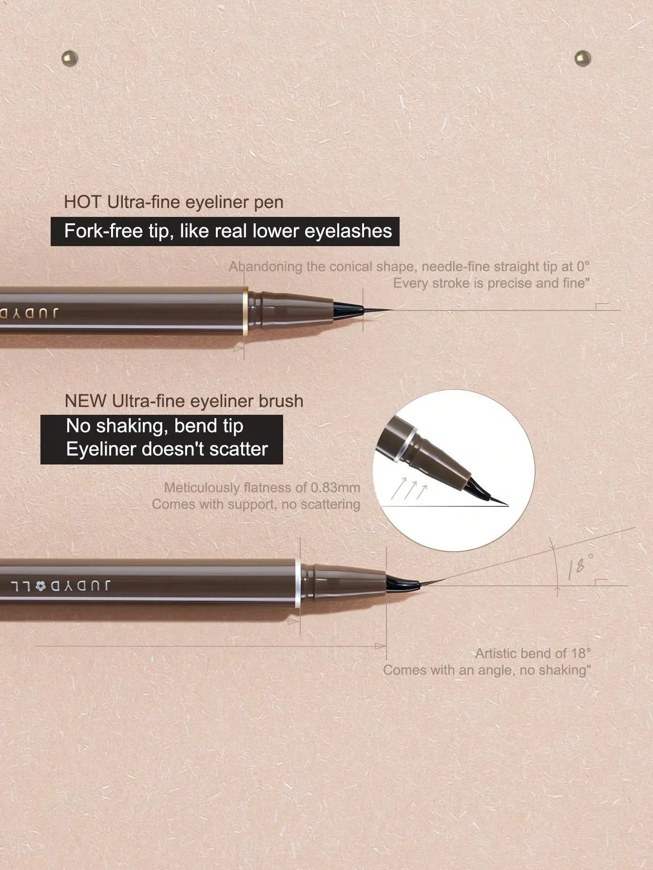 JUDYDOLL JUDYDOLL Slim Waterproof Liquid Eyeliner 400mg, Brown Color, Quick Dry & Non-Smudge