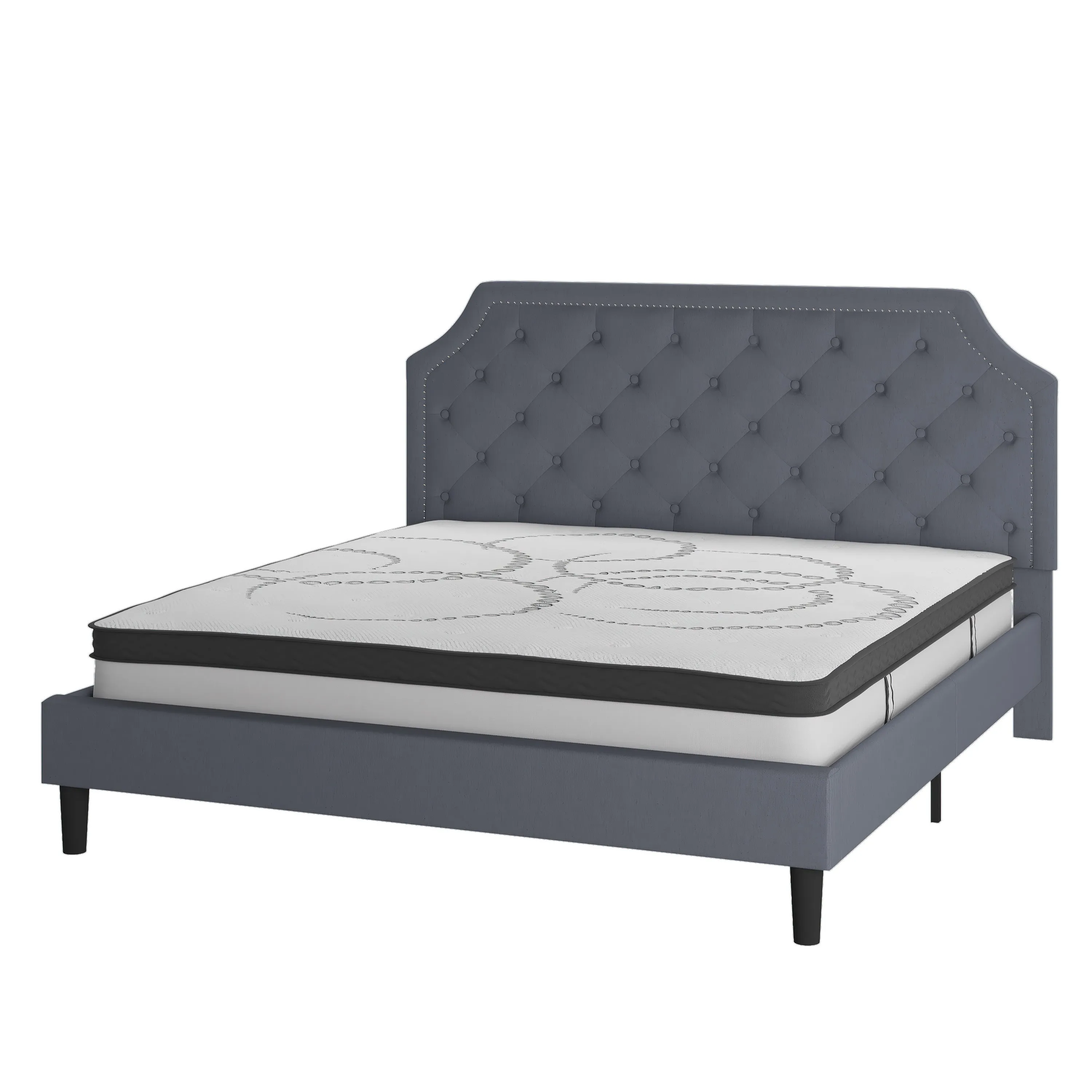 King Platform Bed Set-Gray SL-BM10-12-GG