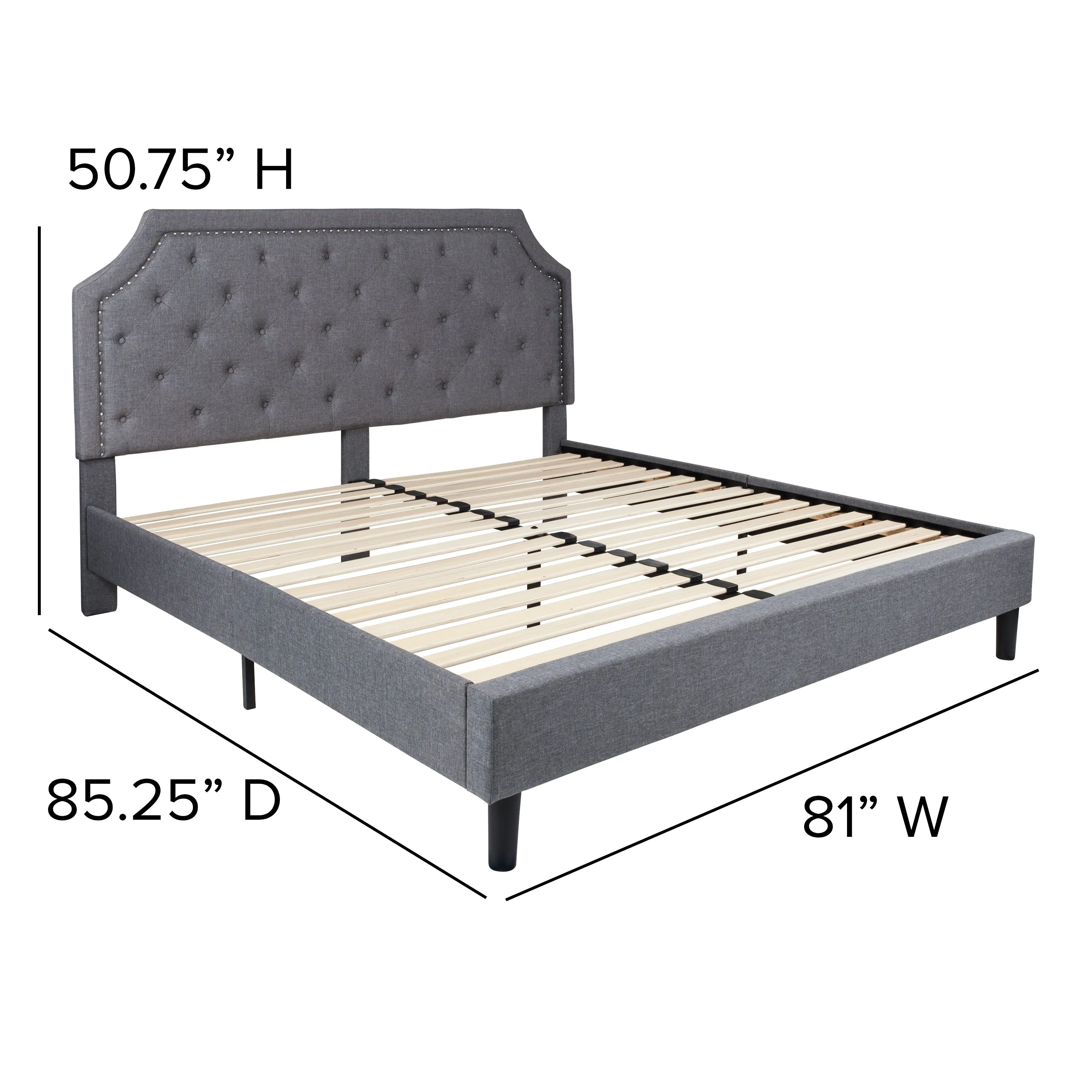 King Platform Bed Set-Gray SL-BM10-12-GG