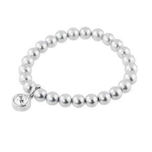 LIGHT GREY PEARL CRYSTAL CHARM BRACELET