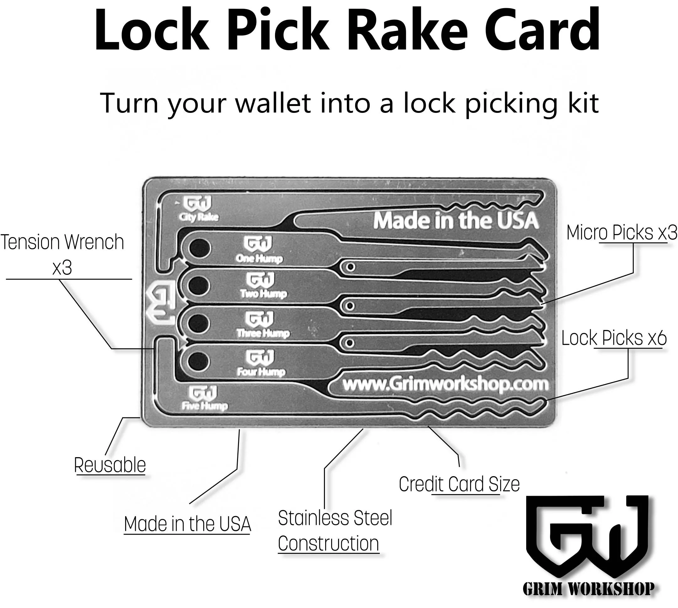 Lock Pick Rake Card : Urban Survival Credit Card Lock Rake Pick Set