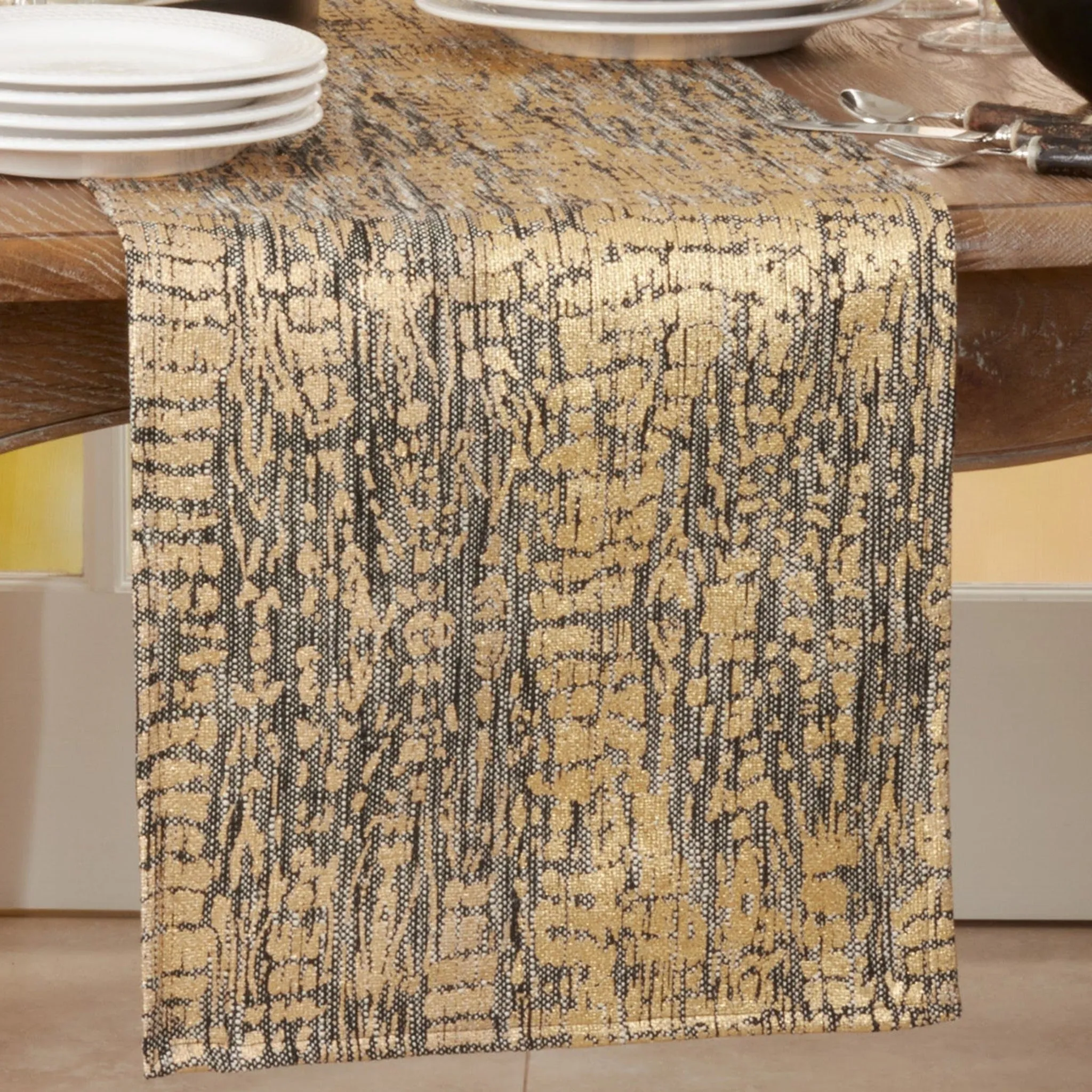 Metallic Animal Print Table Runner