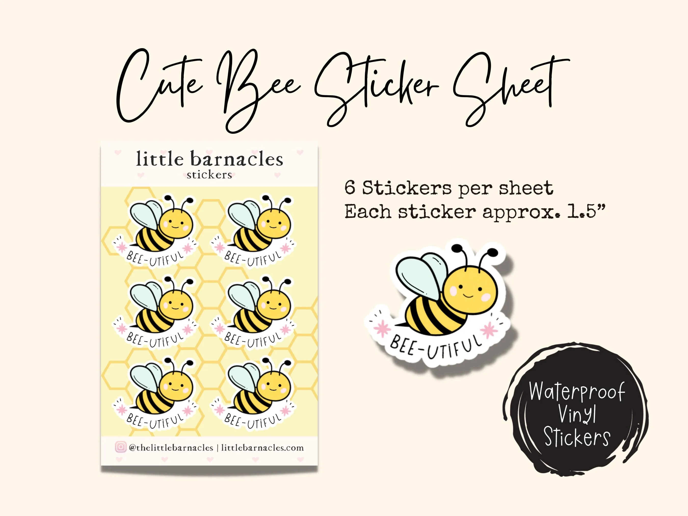 Mini Bumble Bee Sticker Sheet Cute Honey Bee Small Sticker Teacher