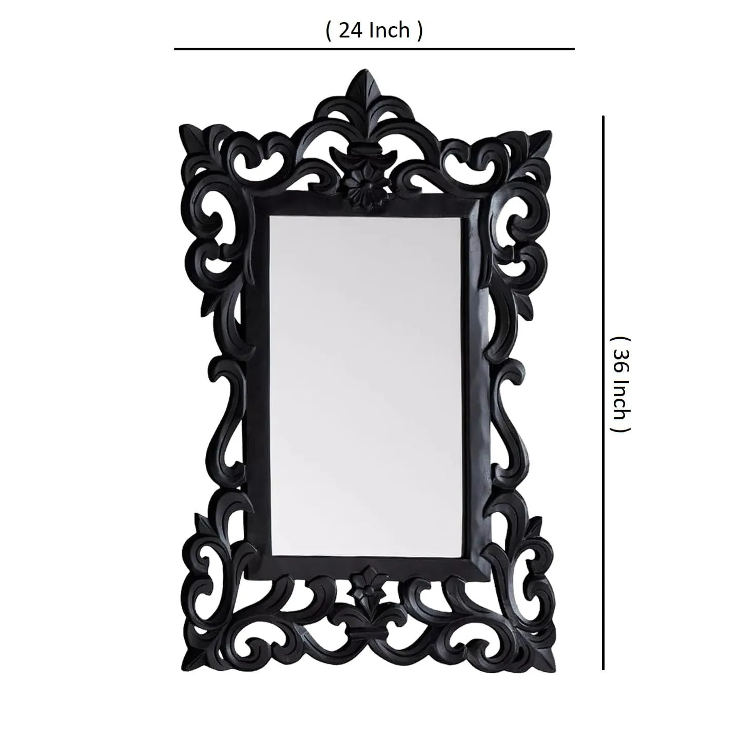 Modern Art & Craft's® Wood Wall Mirror | Framed Wall Mirror | Wall Hanging | for Home | Living Room | Bedroom | Only Frame with Out Mirror (36"x24" Inch)(Black)