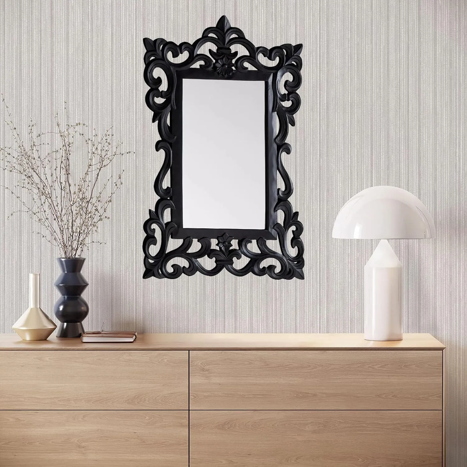 Modern Art & Craft's® Wood Wall Mirror | Framed Wall Mirror | Wall Hanging | for Home | Living Room | Bedroom | Only Frame with Out Mirror (36"x24" Inch)(Black)