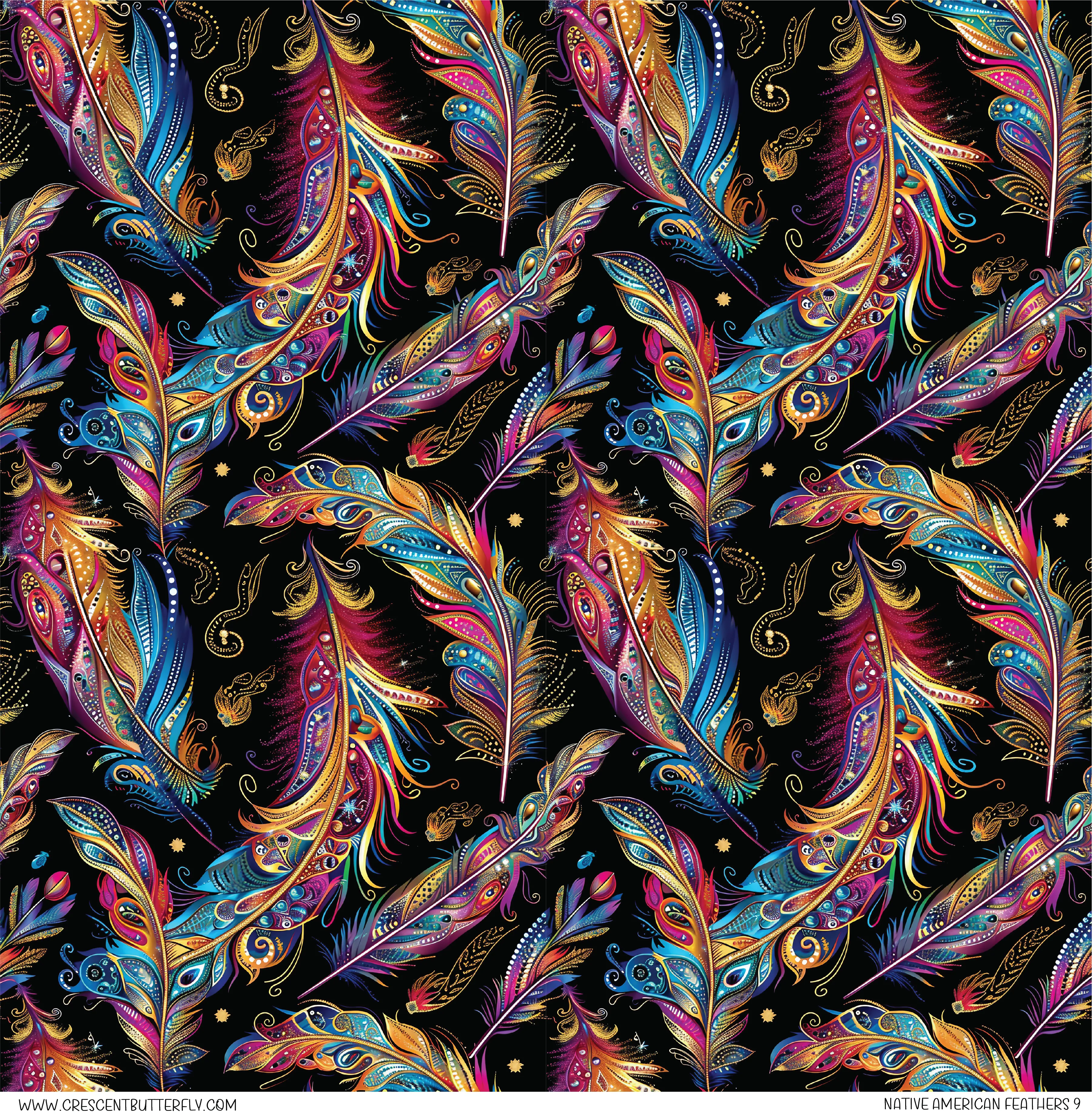 Native American Feathers 9 Pattern Vinyl Sheet/Wrap