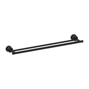 Nero York Double Towel Rail Matte Black 600MM 6924D-MB