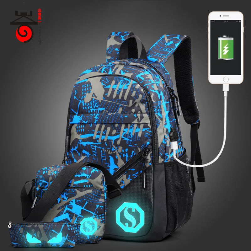 New Design USB Charging Men's Backpacks Male Casual Travel Luminous Mochila Teenagers Women Student School Bags Laptop Backpack