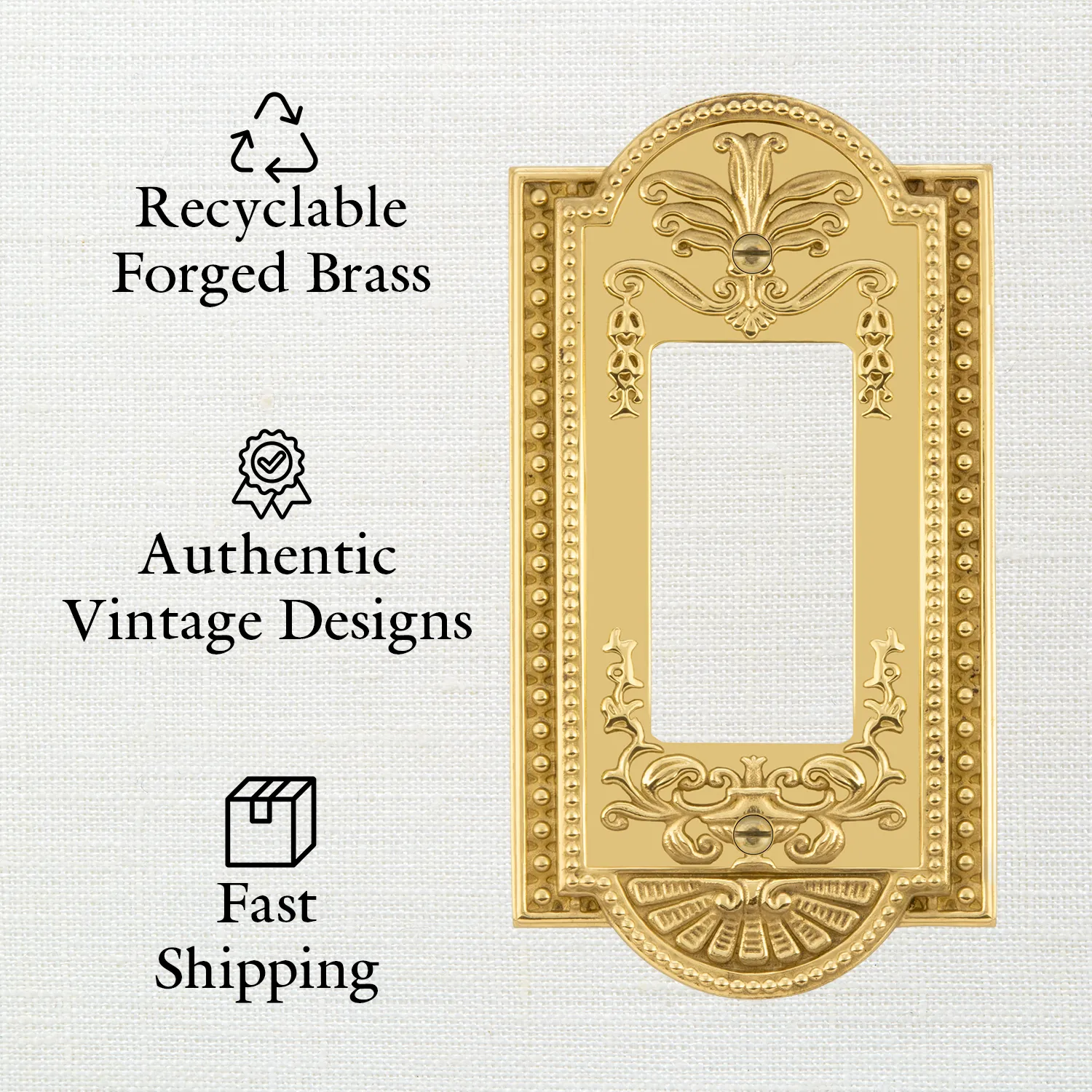 New York Switch Plate with Blank Cover in Polished Brass