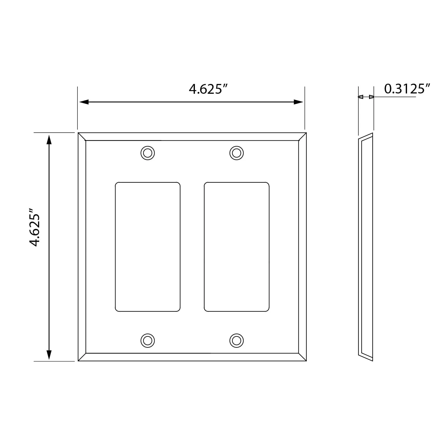 New York Switch Plate with Double Rocker in Polished Brass