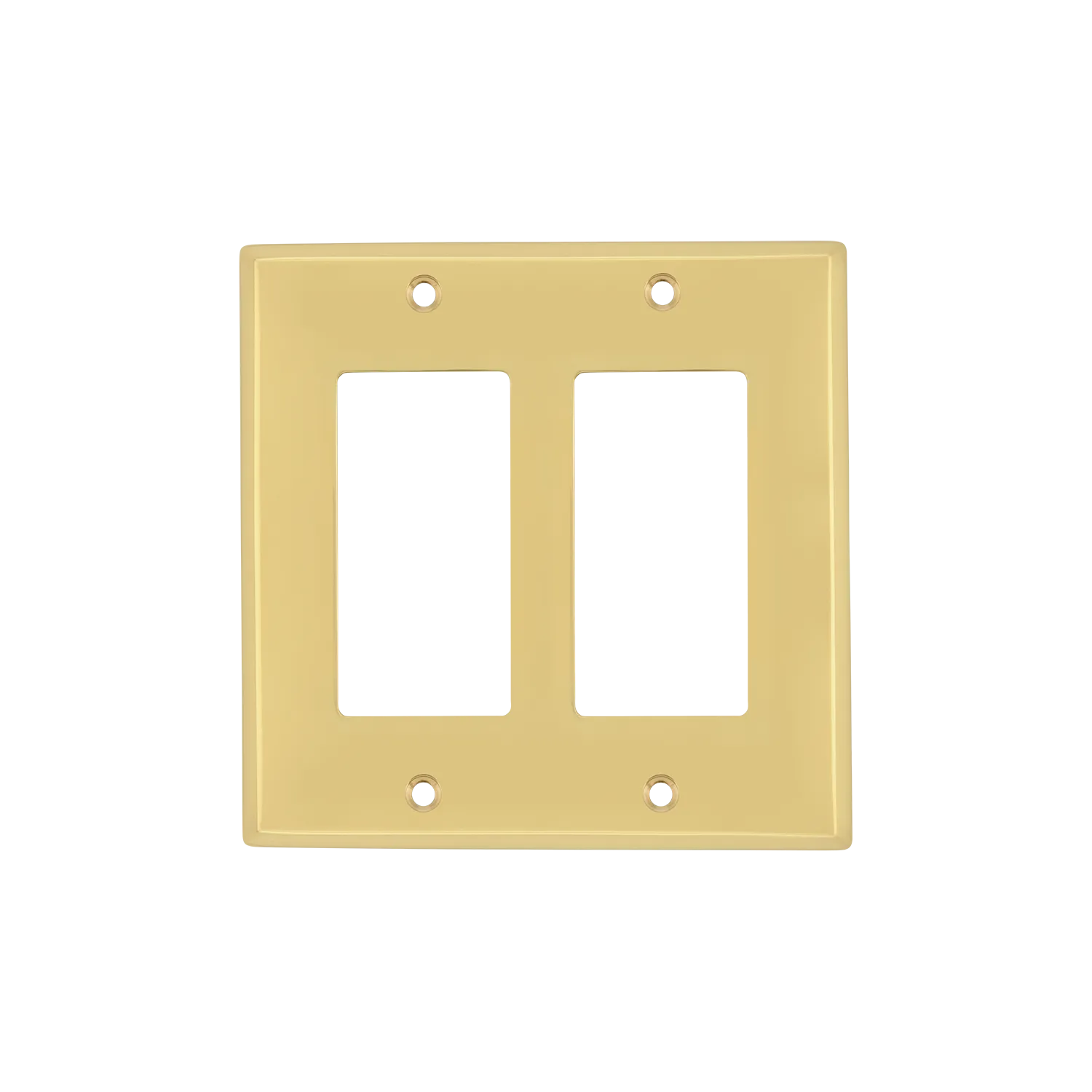 New York Switch Plate with Double Rocker in Polished Brass